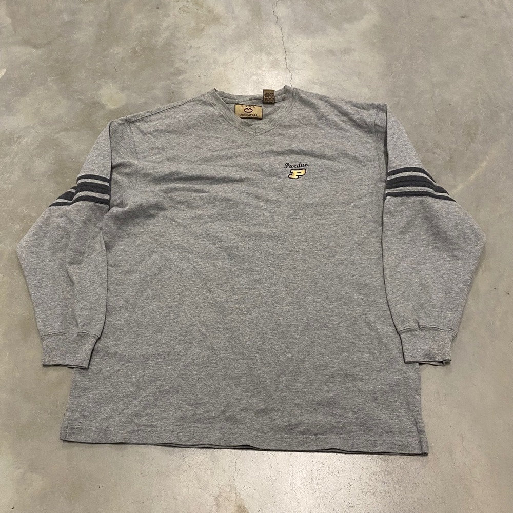 Vesi Sportswear Purdue University Long Sleeve T-Shirt Gray Mens Large